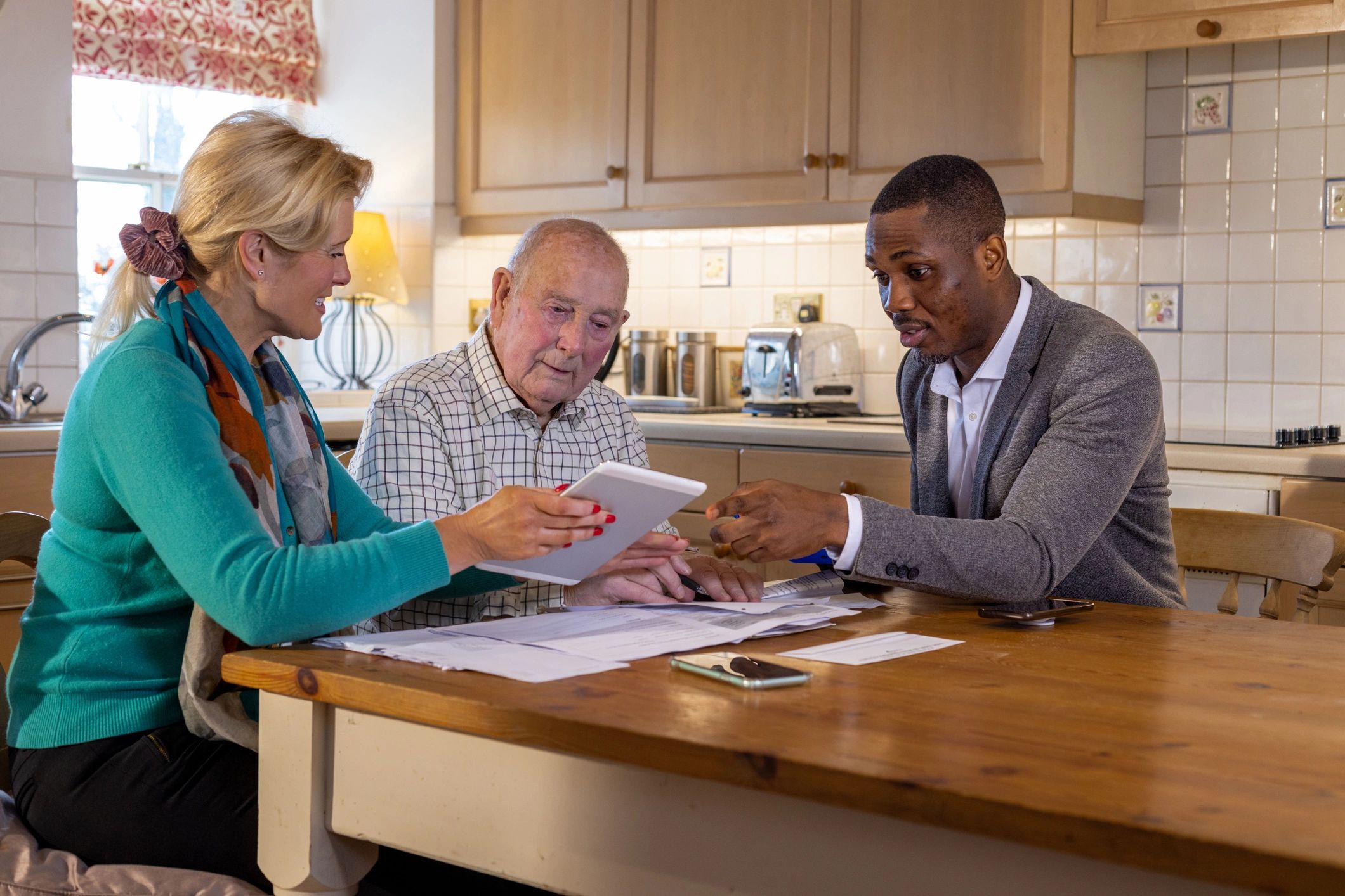 Client consultation meeting at a table