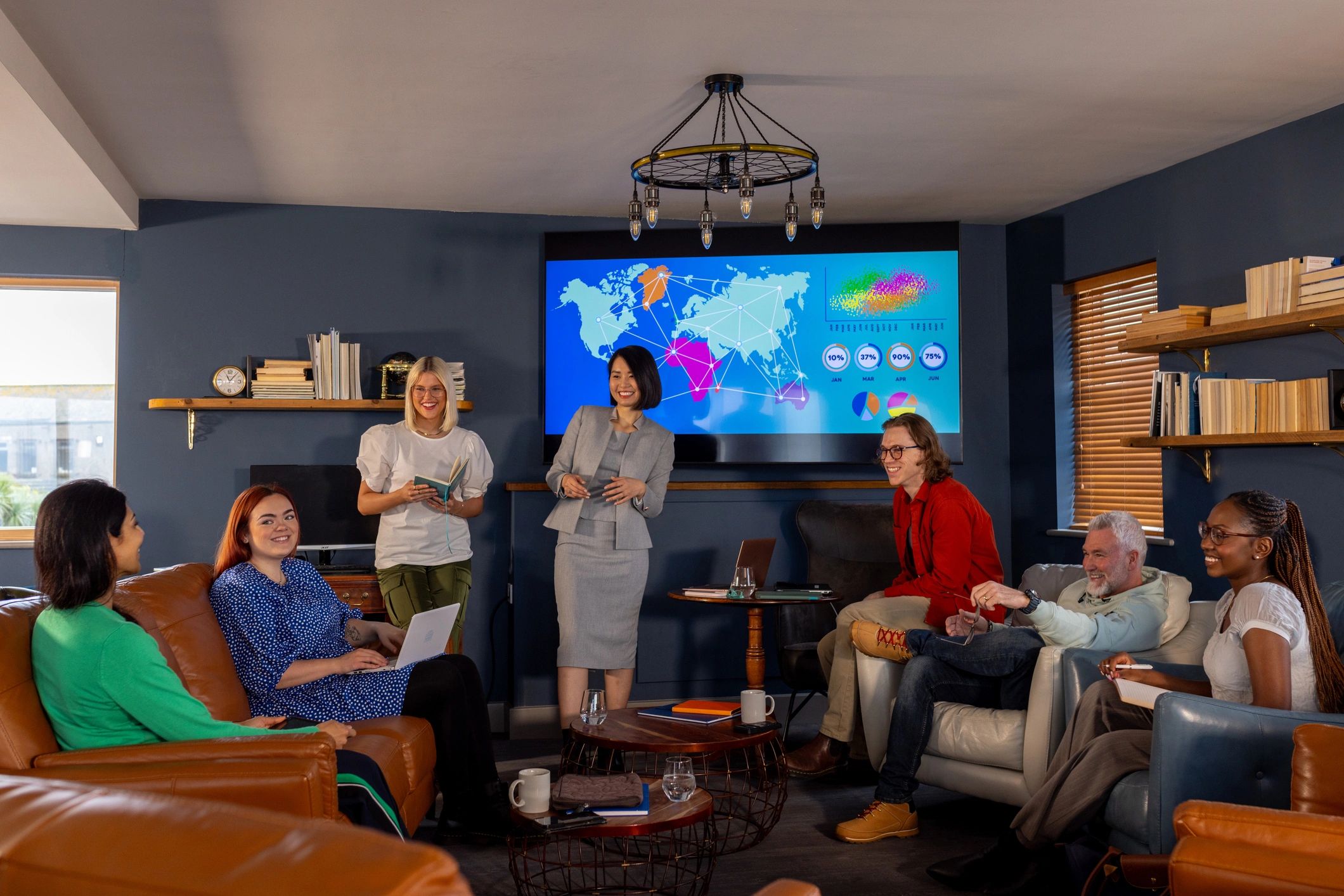 Career consulting team meeting in an office